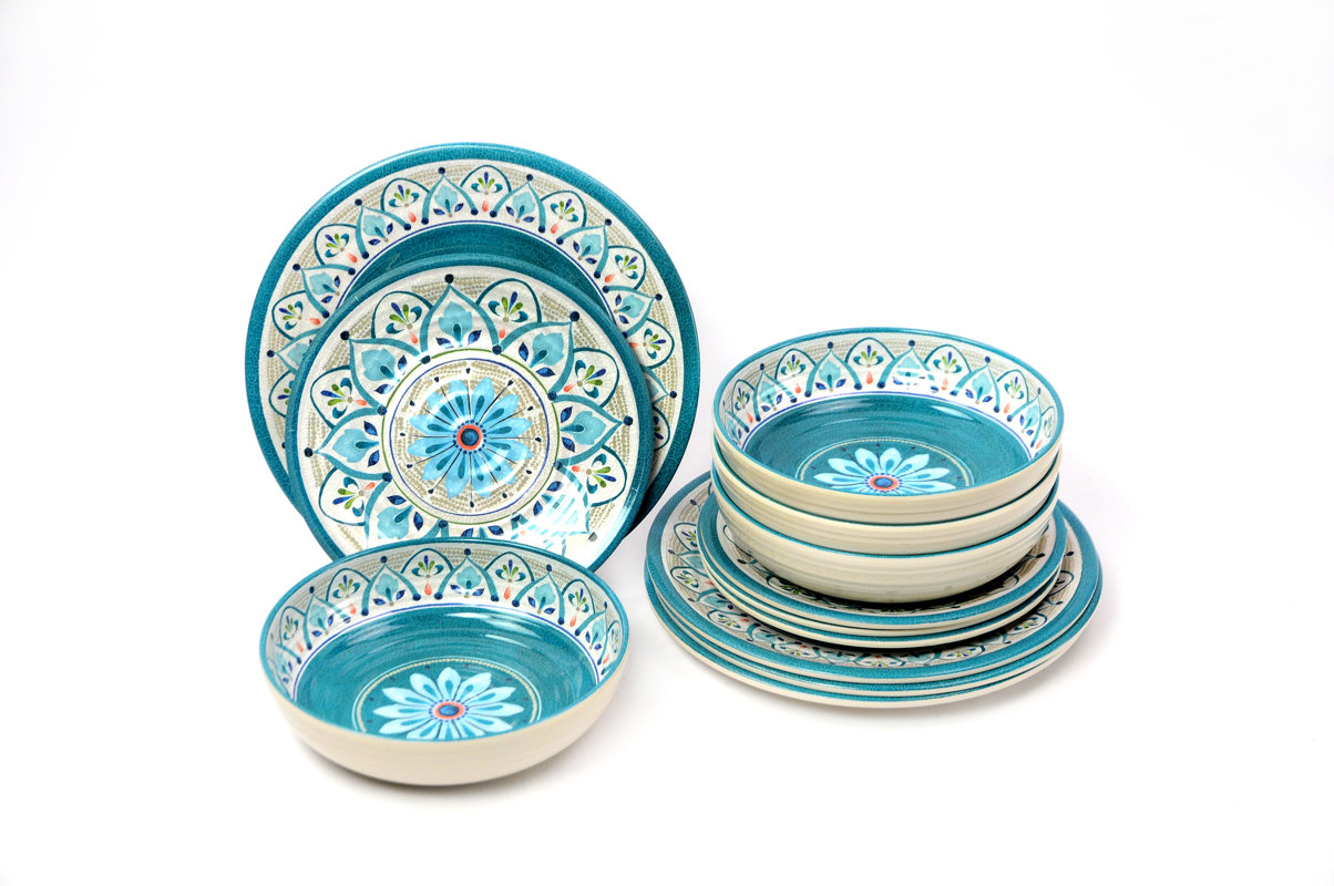 Tar Hong Moroccan 12 Piece Melamine Dinnerware Set, Service for 4